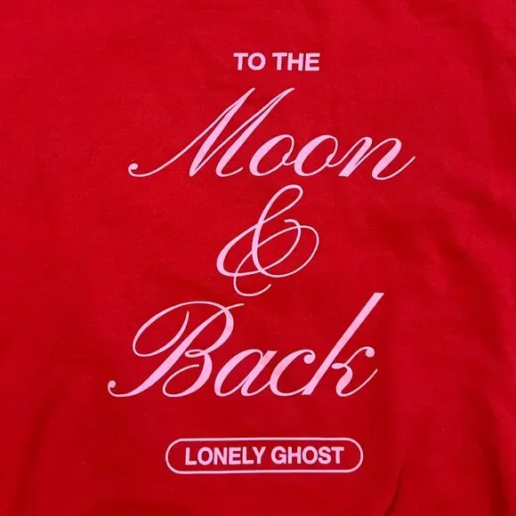 Lonely Ghost To The Moon & Back Ways to Say I Love You Red Sweatshirt Women's XL - Picture 2 of 7